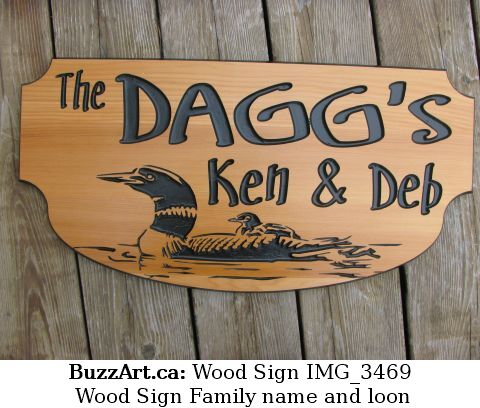 Wood Sign Family name and loon